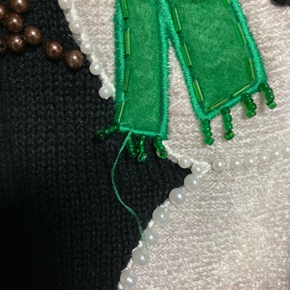 Vintage Black Zip Up Christmas Snowman Sweater - Picture 7 of 8